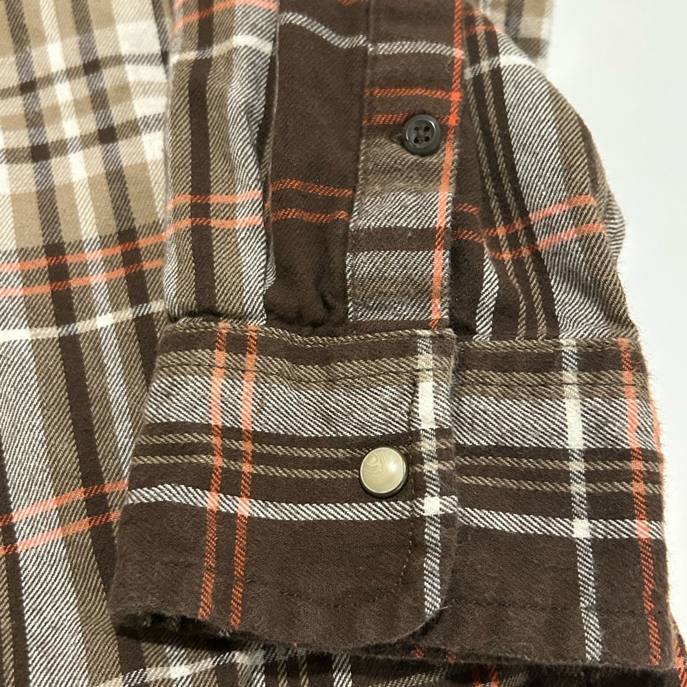 Vintage Roebuck & Co Pearl Snap Plaid Flannel Button-Down Shirt w/ Flaw - Picture 4 of 11